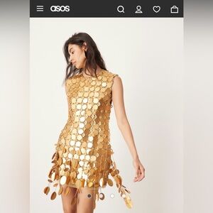 ASOS EDITION disc embellished mini dress in bronze